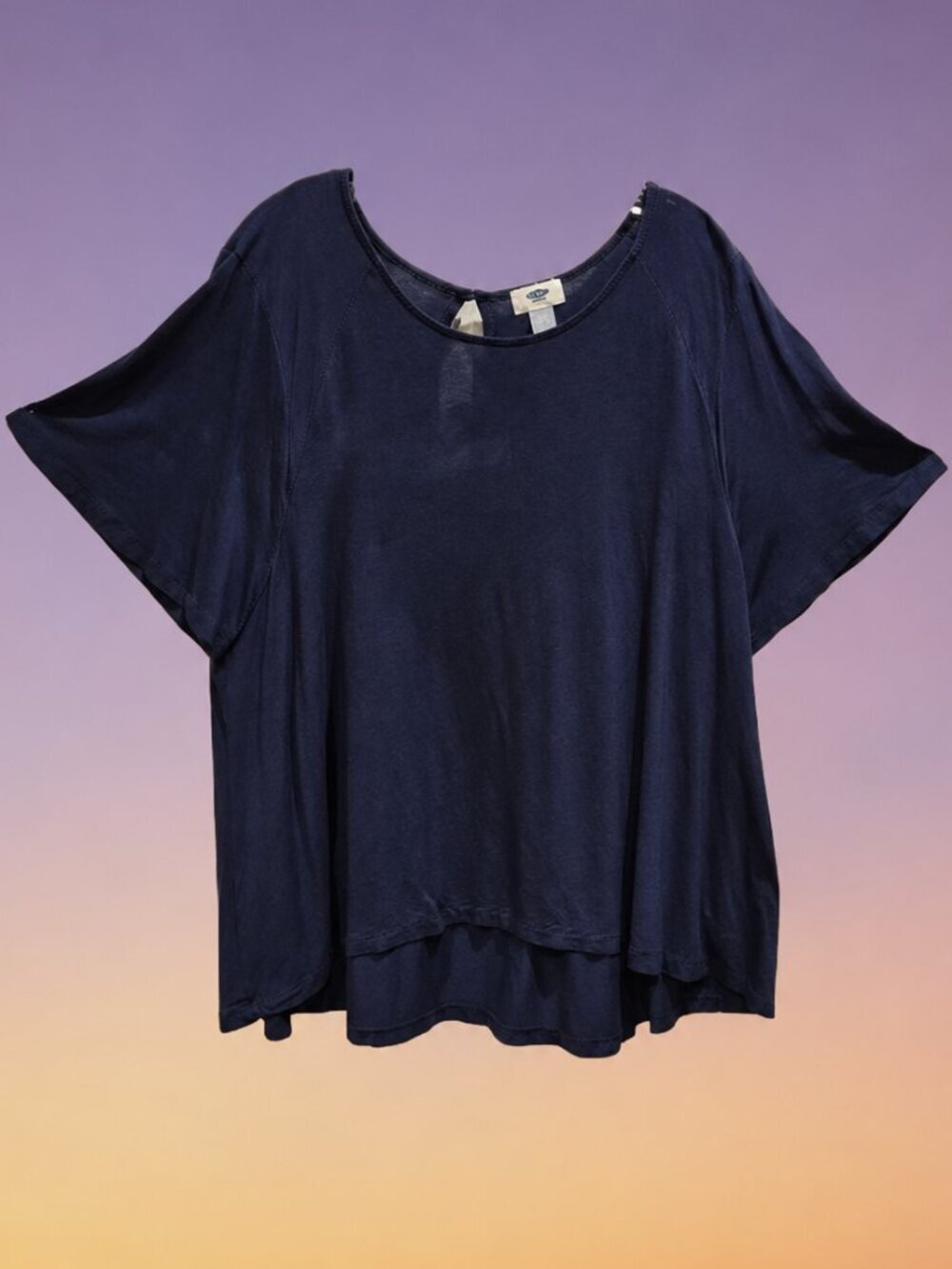 Old Navy Sapphire Blue Knit Short Sleeve Tunic with Keyhole Cutout on Back - XXL